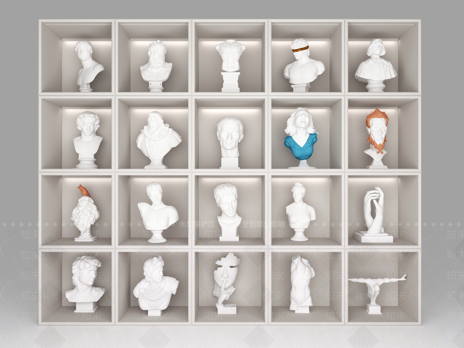 现代人物石膏雕塑SU模型下载【ID:1154649358】