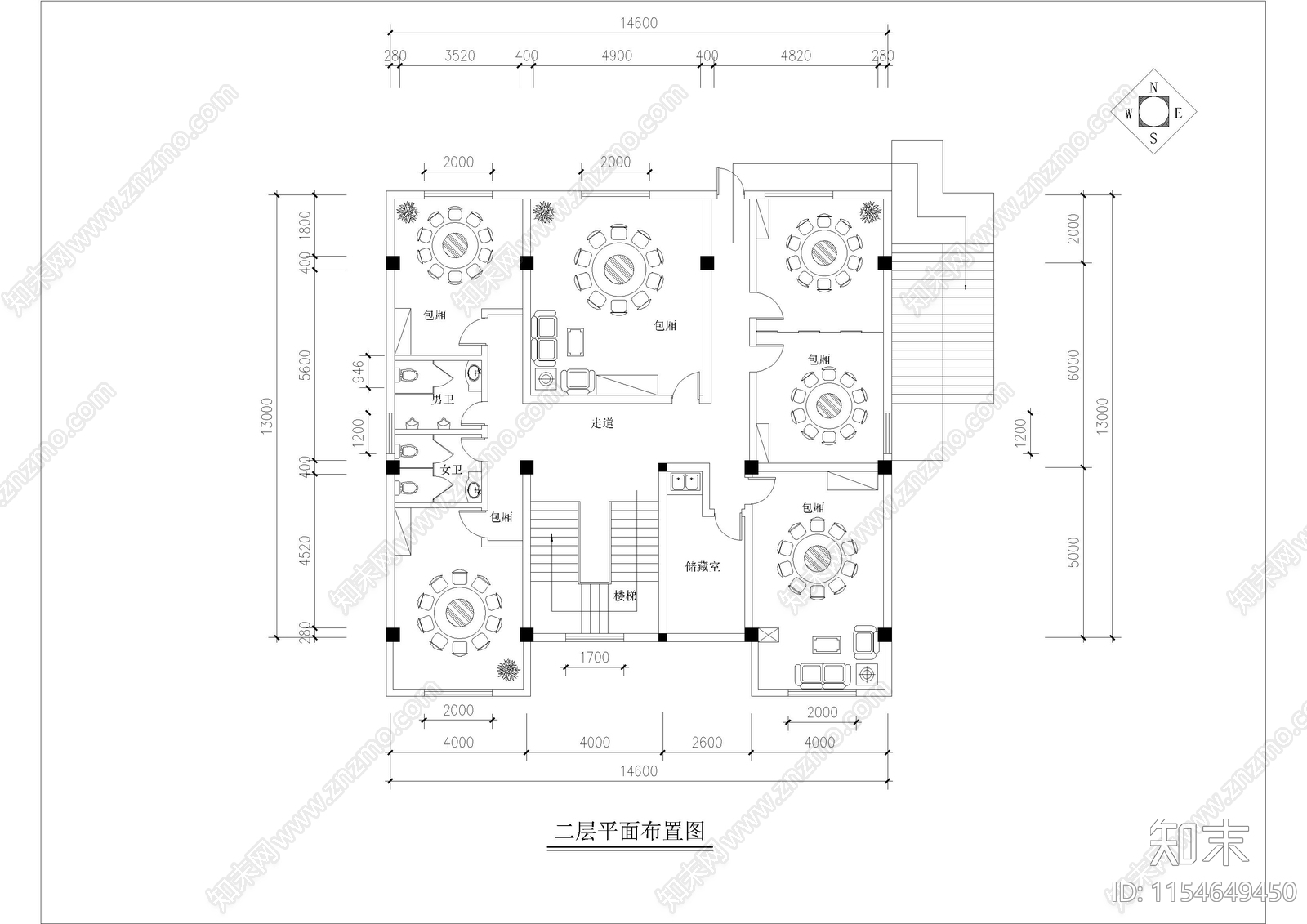 某酒店室内装饰室内cad施工图下载【ID:1154649450】