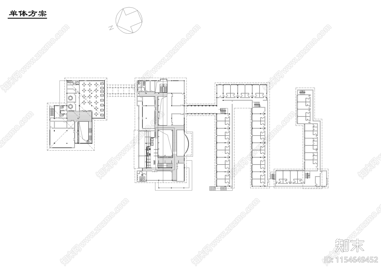 某旅馆单体方案建筑施工图下载【ID:1154649452】