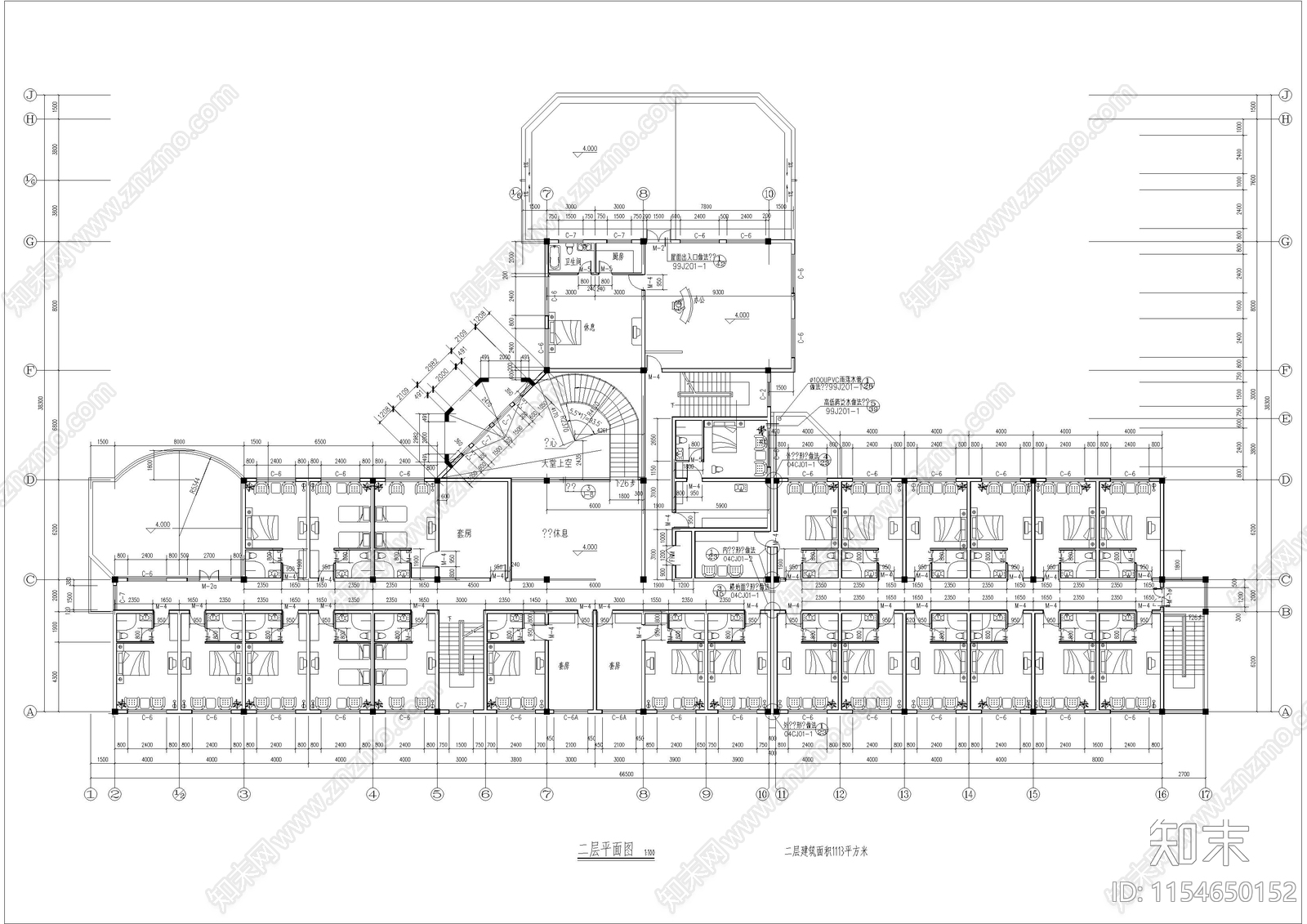 小渡假村宾馆方案建筑施工图下载【ID:1154650152】