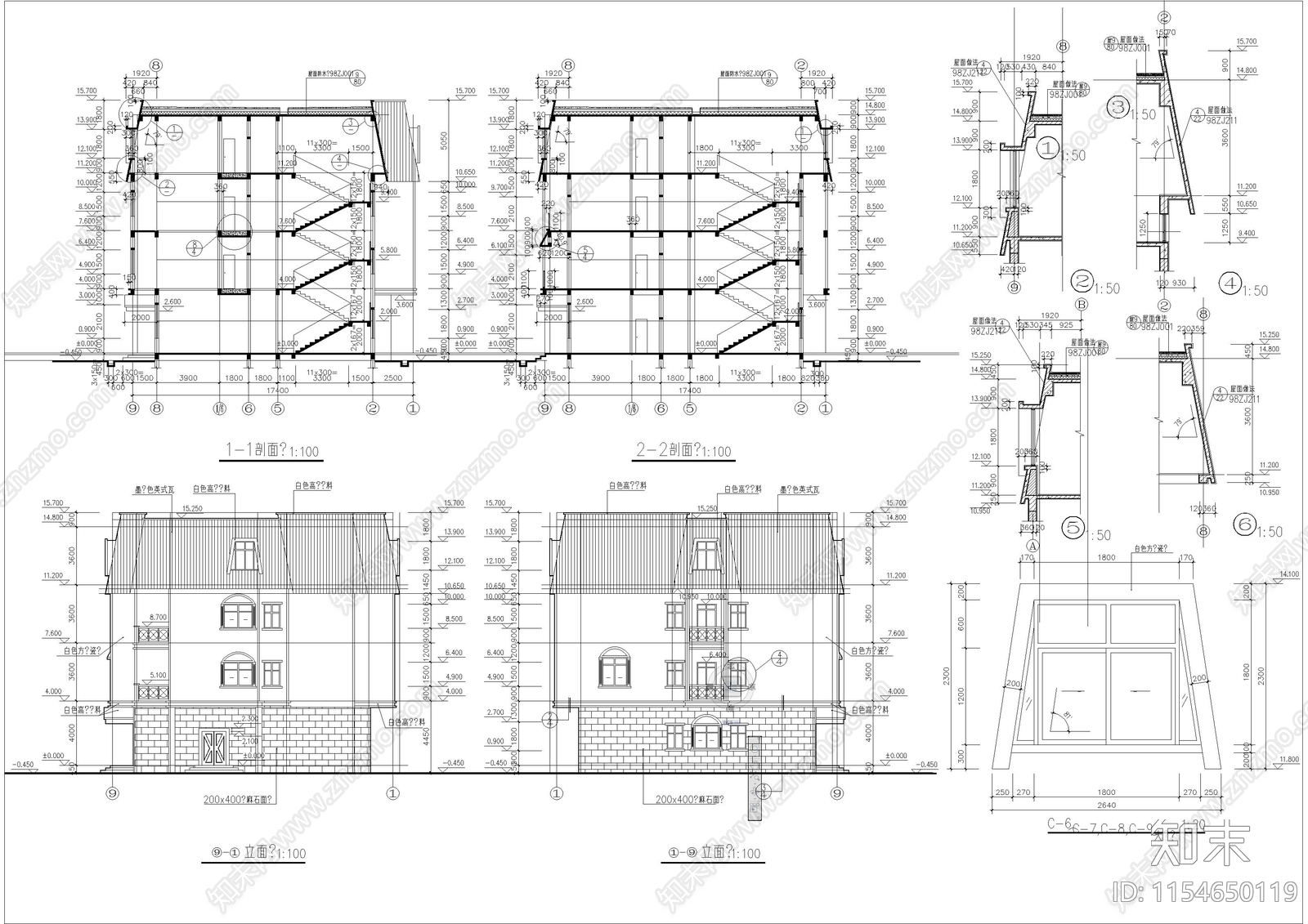 招待所建筑cad施工图下载【ID:1154650119】