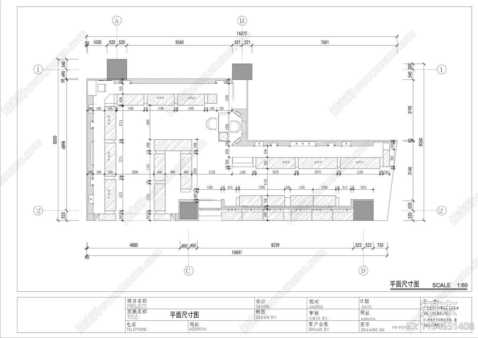 福生生珠室内cad施工图下载【ID:1154651408】