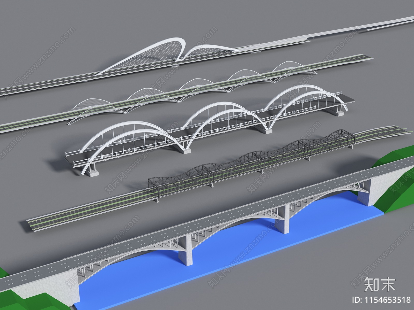 现代市政大桥3D模型下载【ID:1154653518】