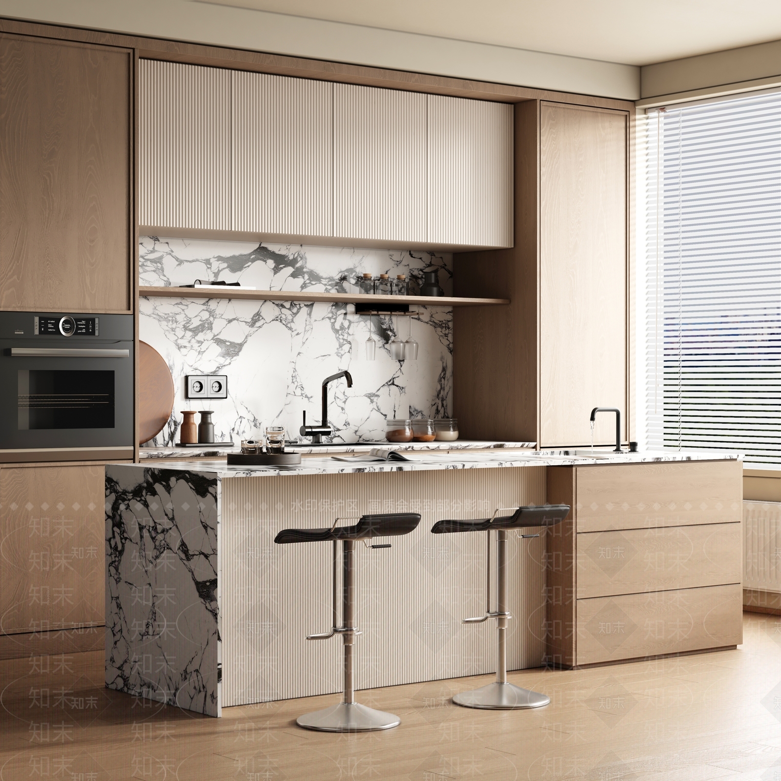 现代吧台吧椅3D模型下载【ID:1154656358】