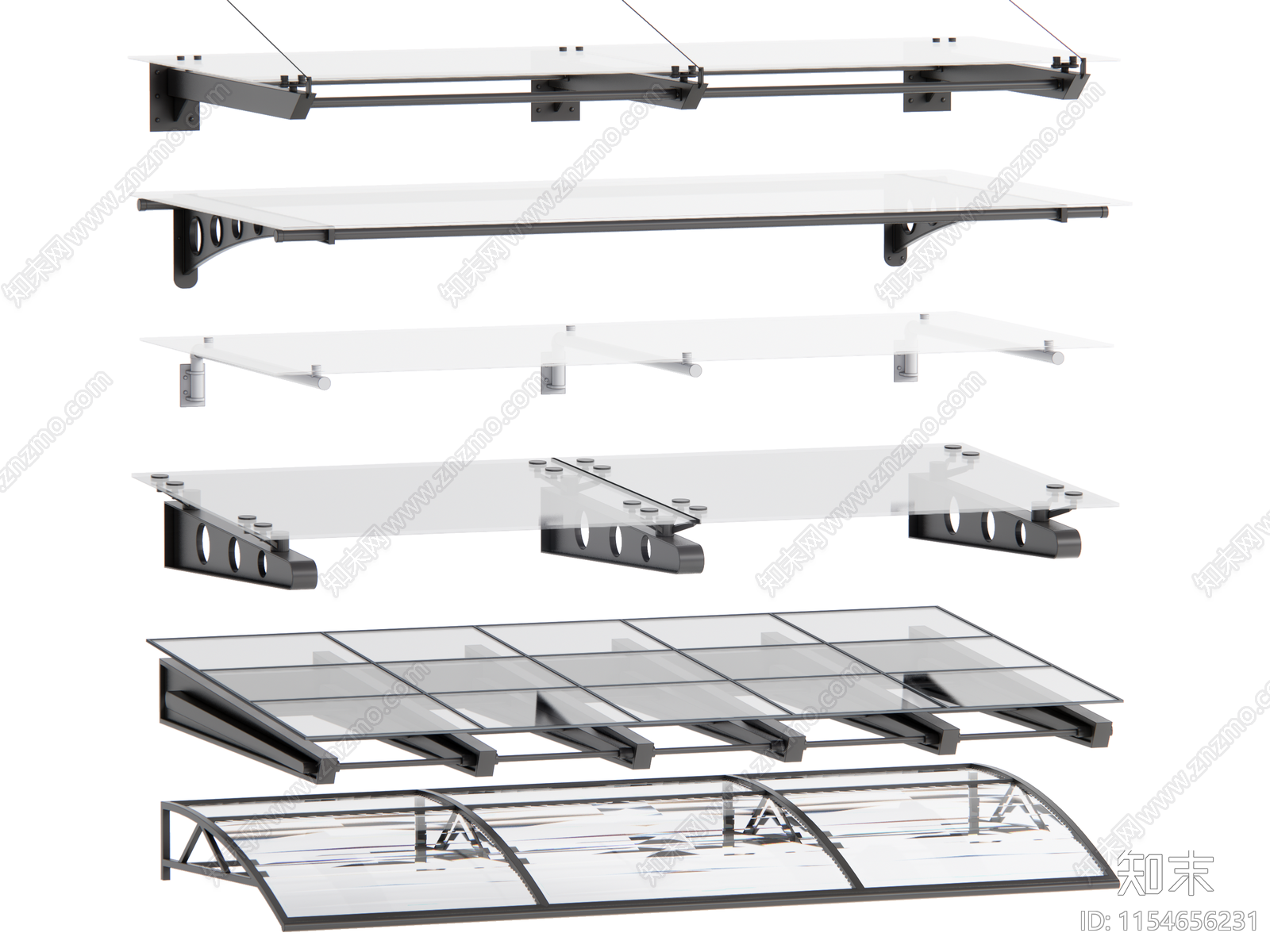 现代玻璃雨棚组合SU模型下载【ID:1154656231】