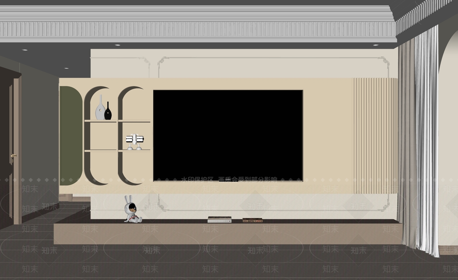 现代背景墙SU模型下载【ID:1154658805】