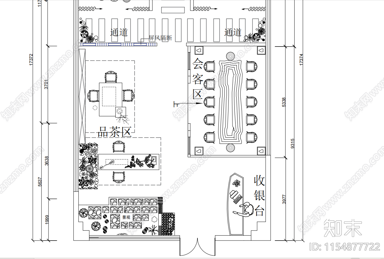 茶馆平面图设计cad施工图下载【ID:1154877722】