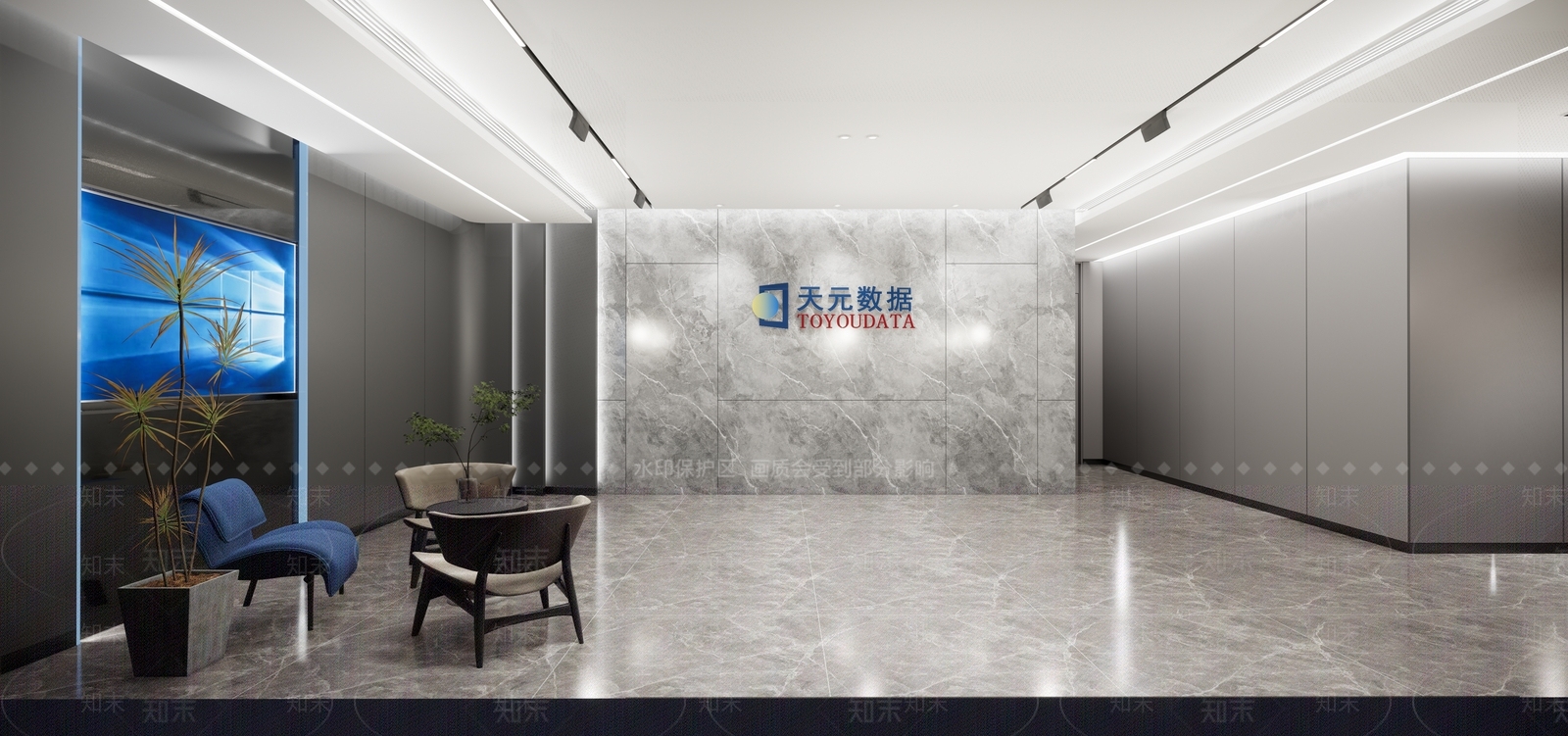 现代办公大堂SU模型下载【ID:1154658244】