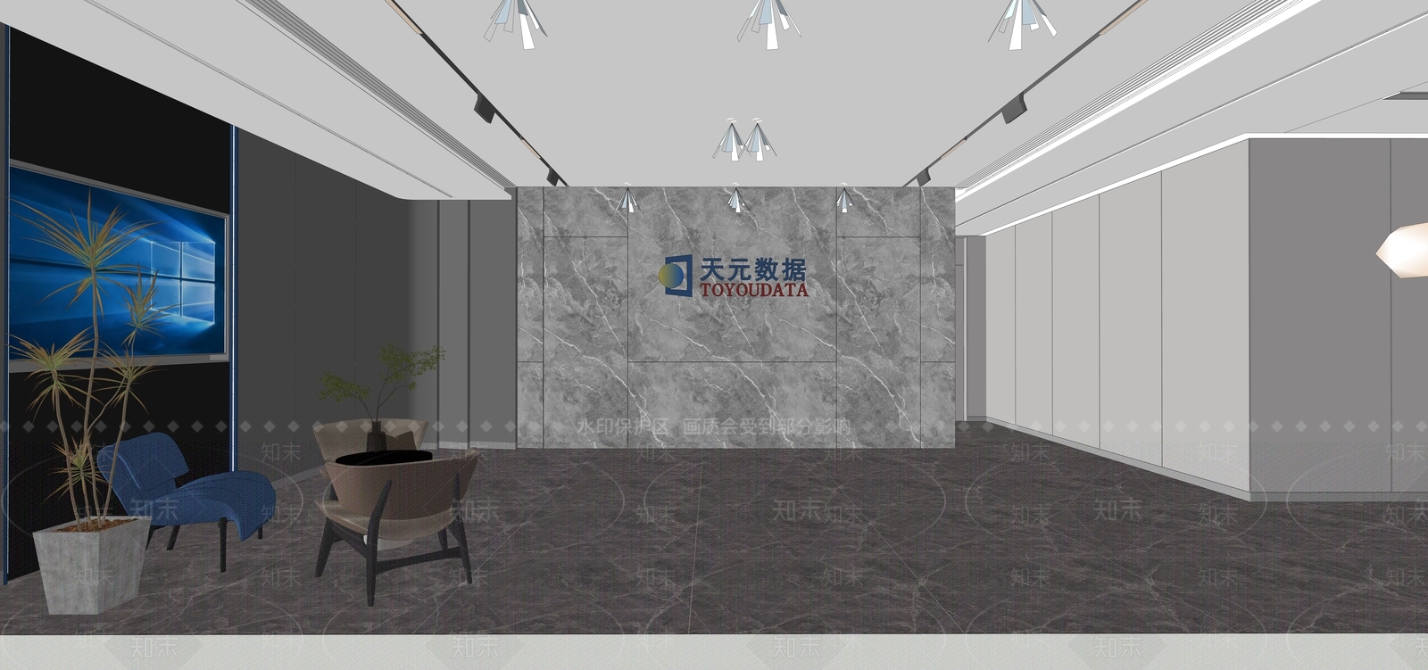 现代办公大堂SU模型下载【ID:1154658244】