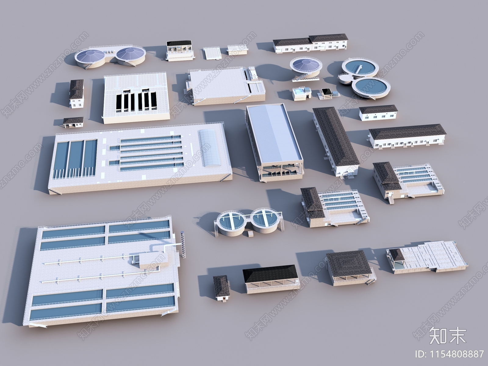 现代水厂SU模型下载【ID:1154808887】