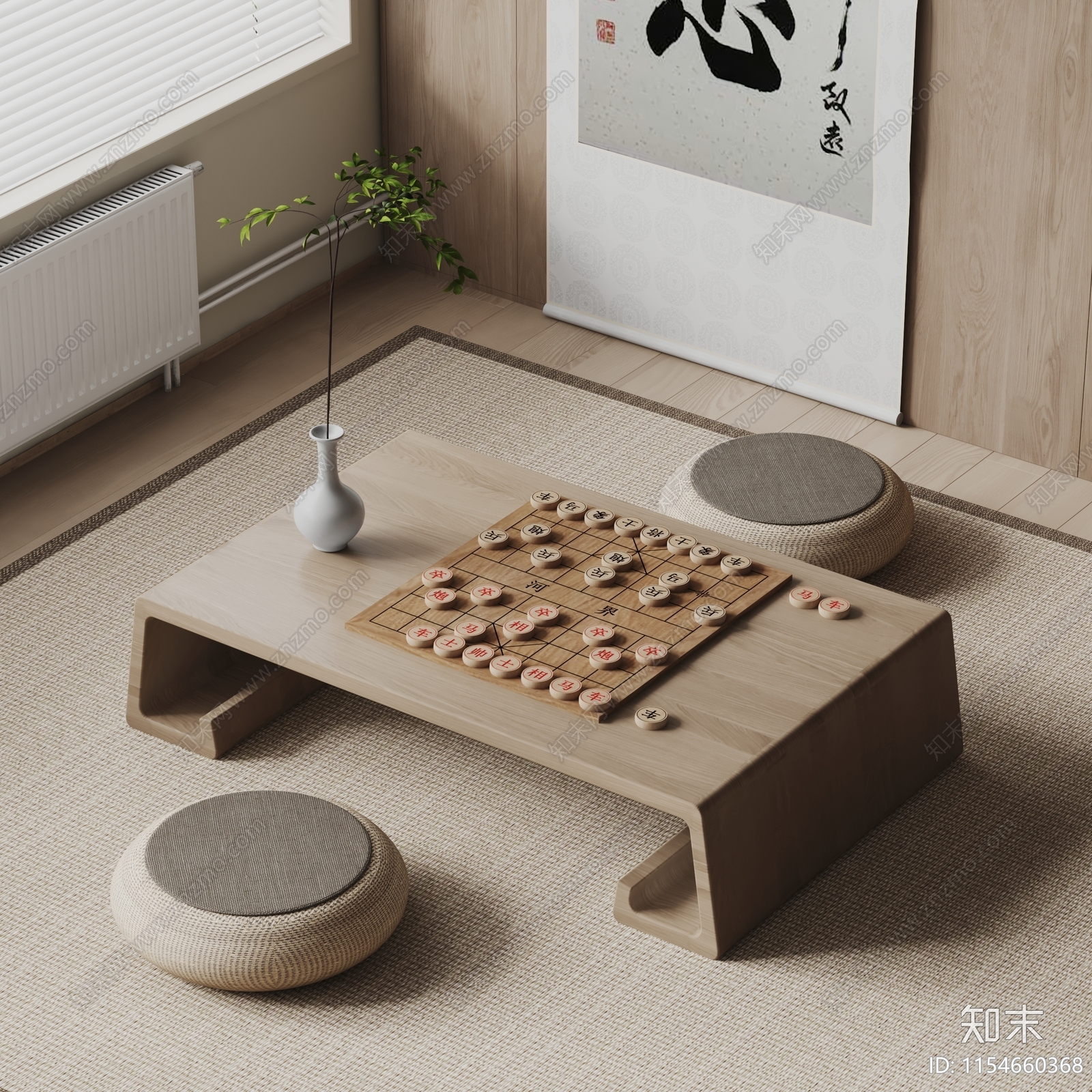 新中式象棋桌椅3D模型下载【ID:1154660368】