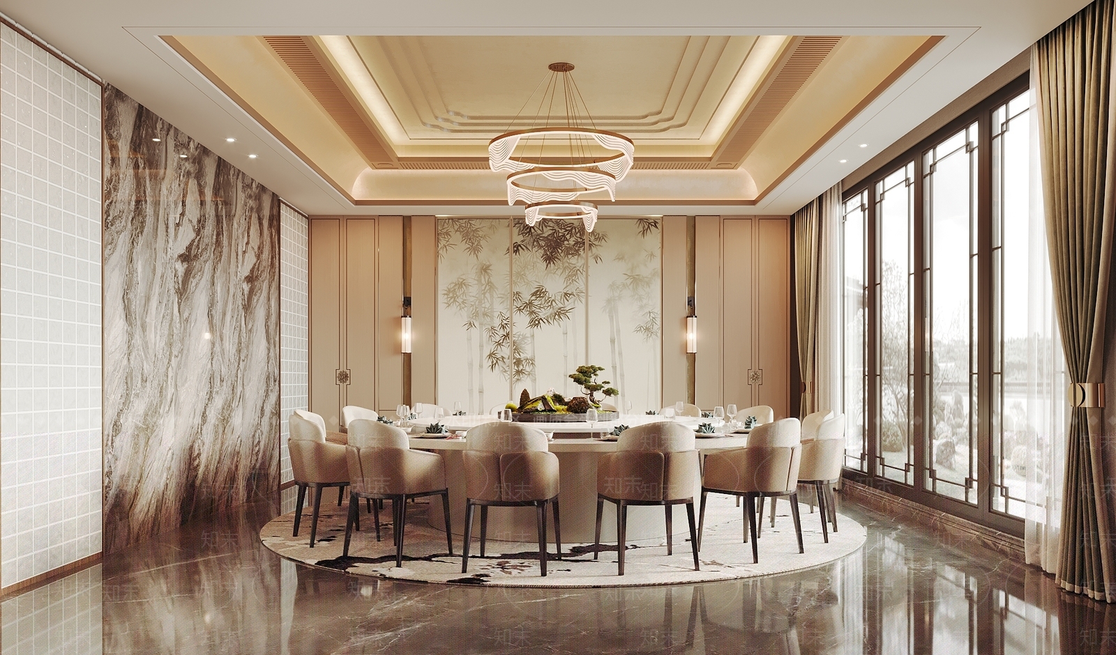 新中式包厢SU模型下载【ID:1154668530】