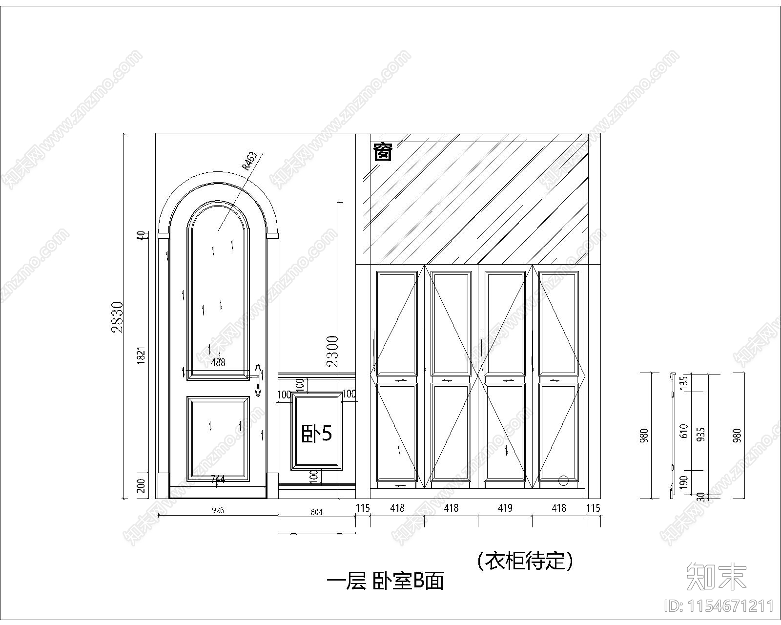 昆山别墅一层卧室CA室内施工图下载【ID:1154671211】