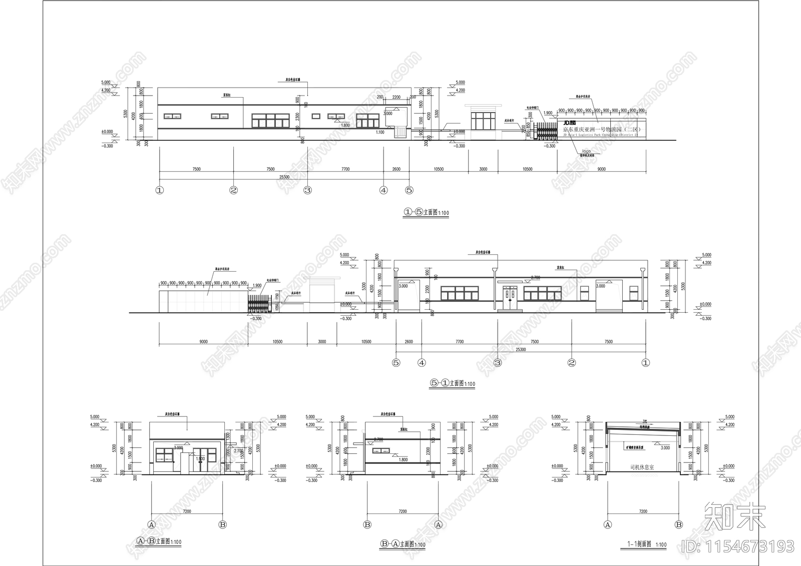 现代门卫室大门岗亭建筑cad施工图下载【ID:1154673193】