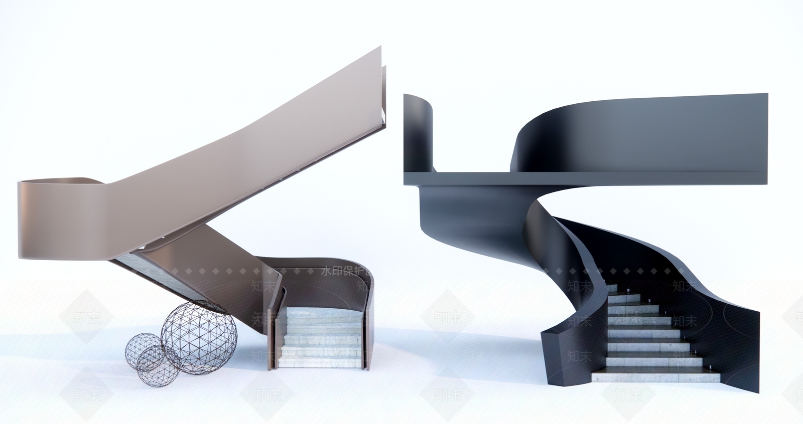 现代扶手楼梯组合3D模型下载【ID:1154674915】