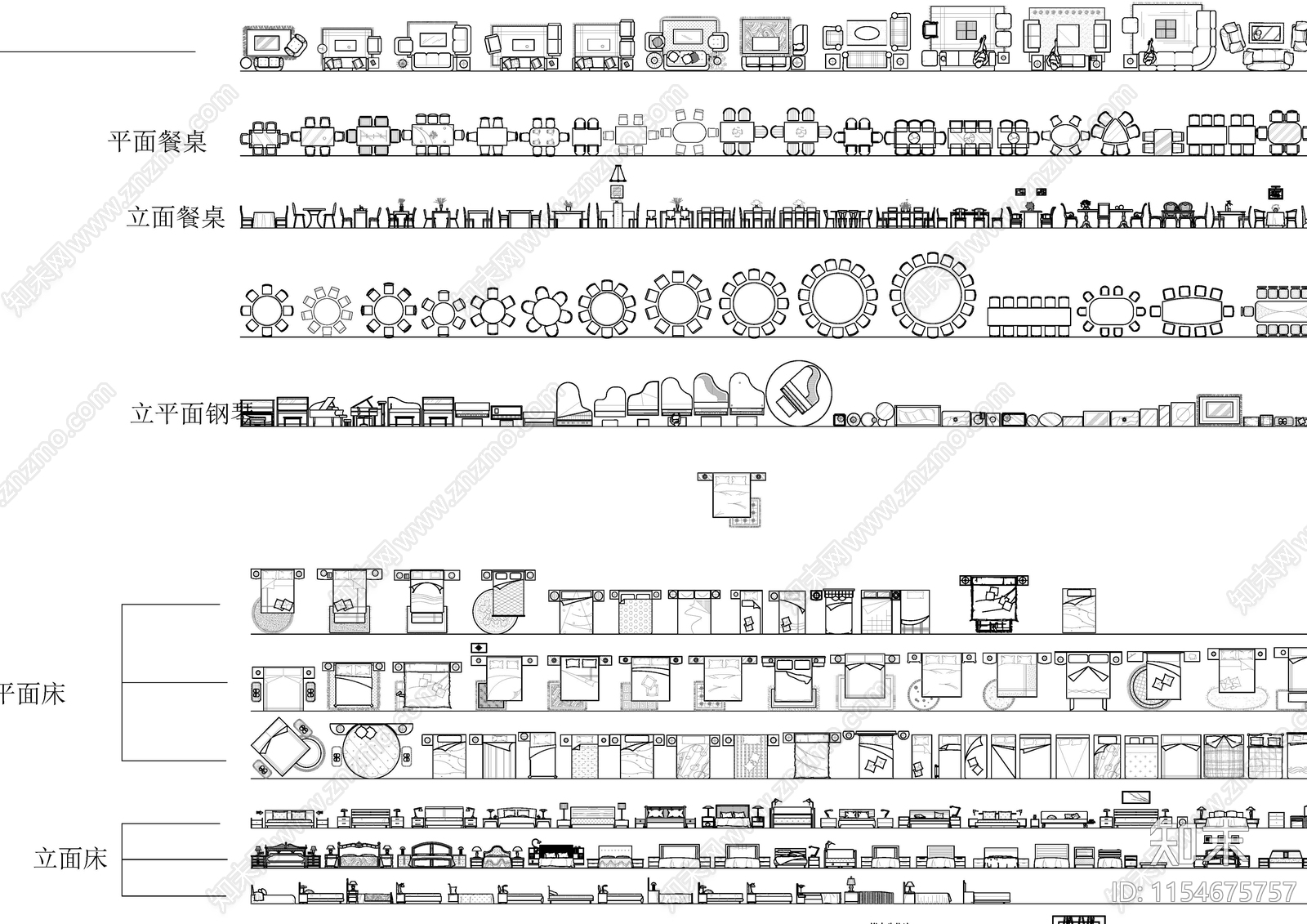 比较全的室内家具平面cad施工图下载【ID:1154675757】