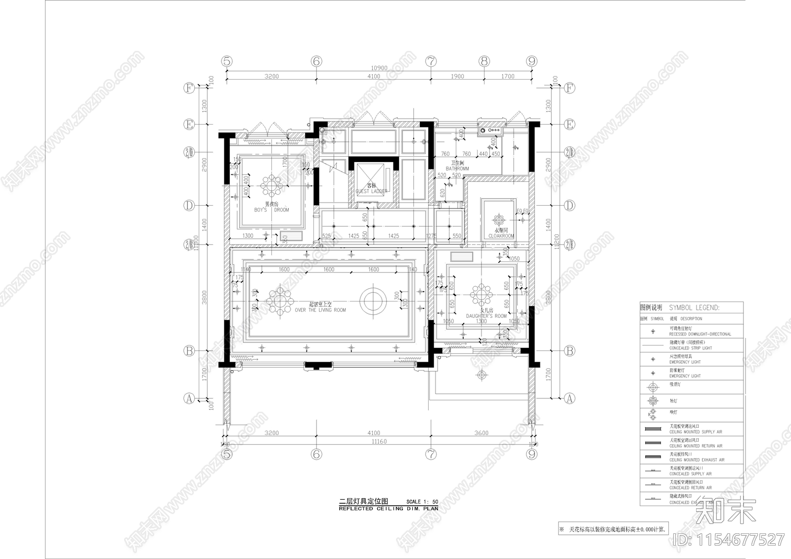 现代古典别墅样板间装修室内cad施工图下载【ID:1154677527】