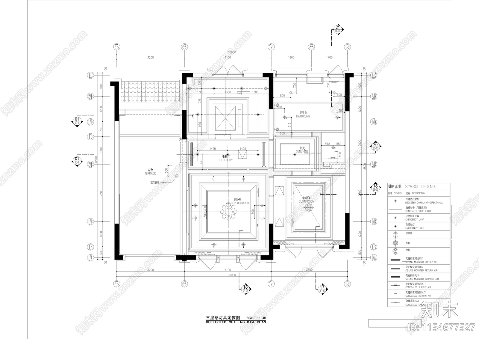 现代古典别墅样板间装修室内cad施工图下载【ID:1154677527】