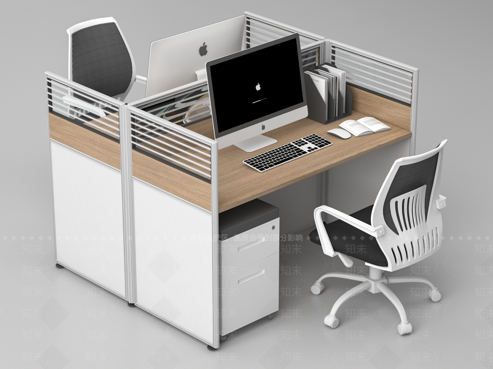 现代办公桌椅组合3D模型下载【ID:1154679266】