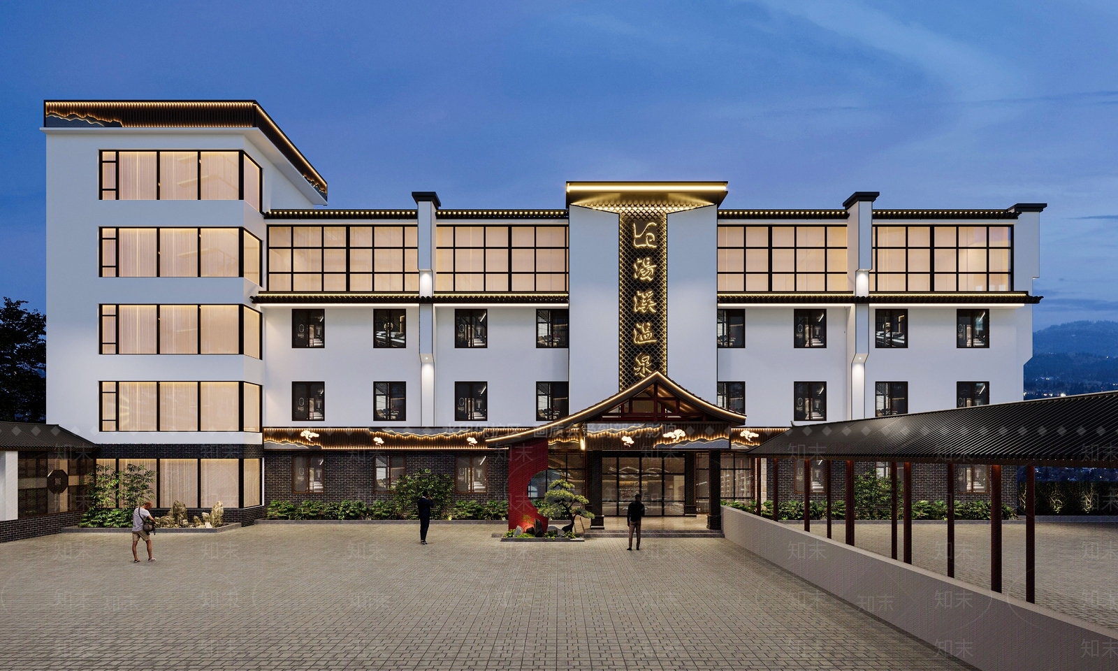 新中式酒店门头3D模型下载【ID:1154684009】
