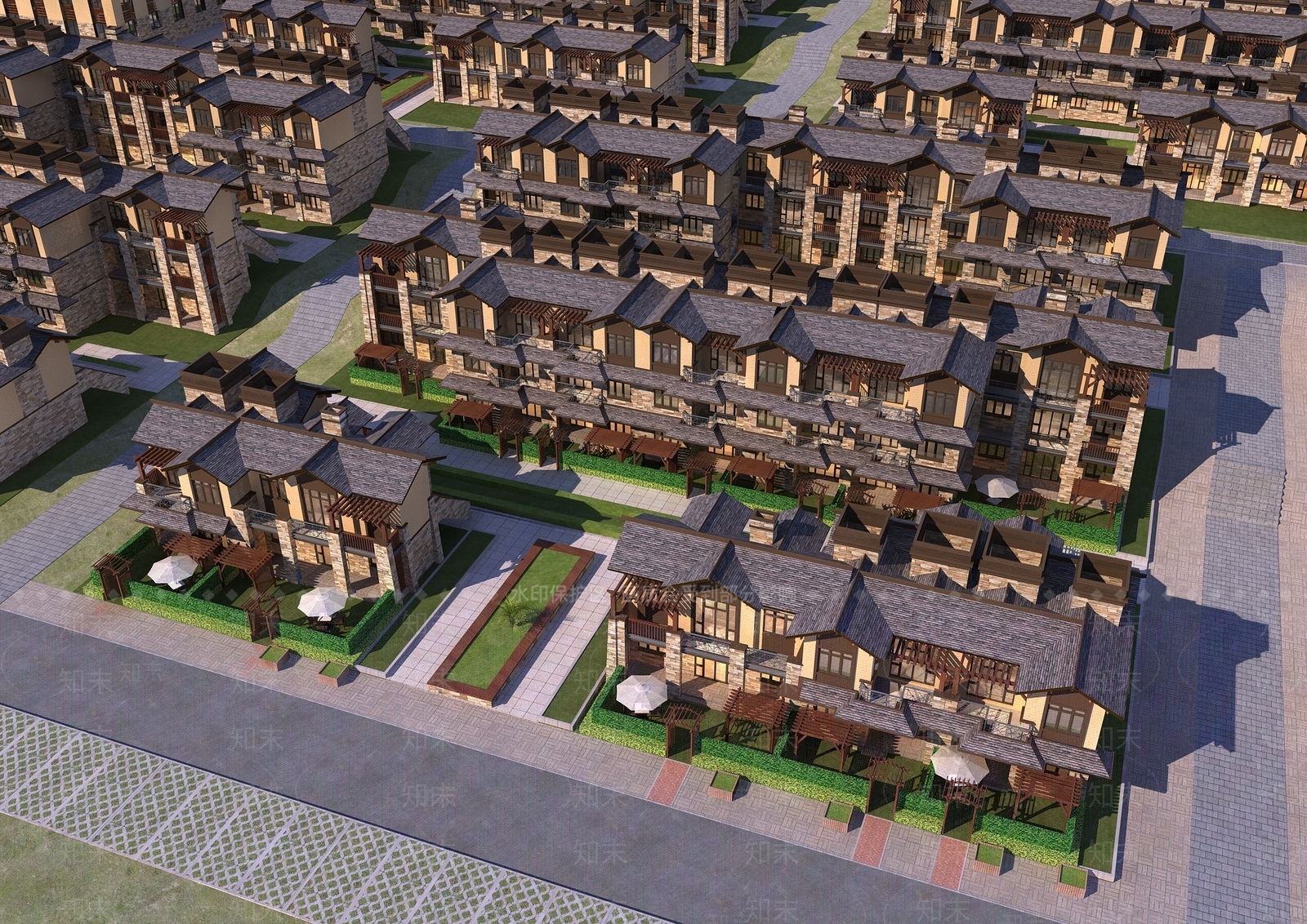 简欧鸟瞰规划3D模型下载【ID:1154686075】