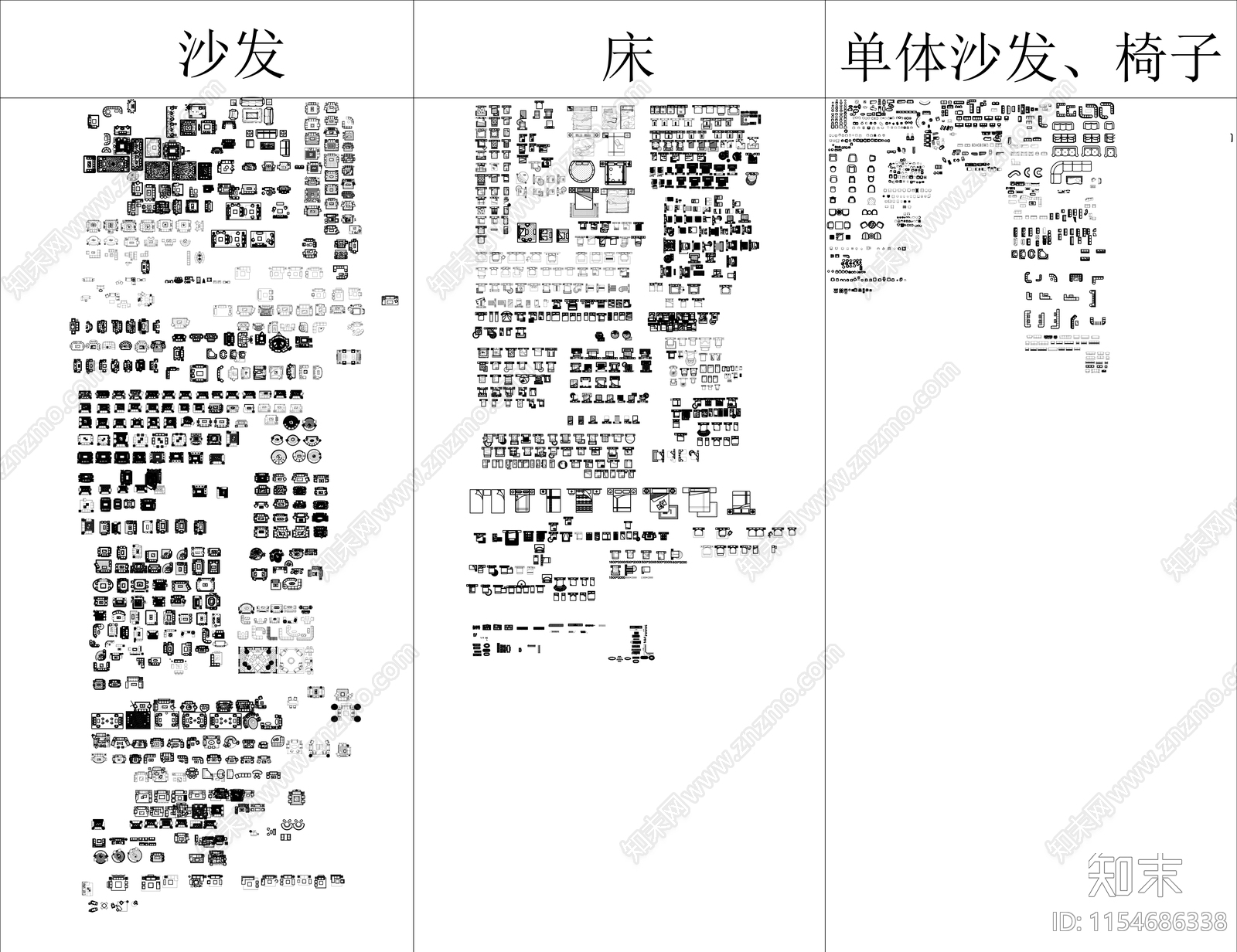 现在室内家装办公工装家具图块施工图下载【ID:1154686338】