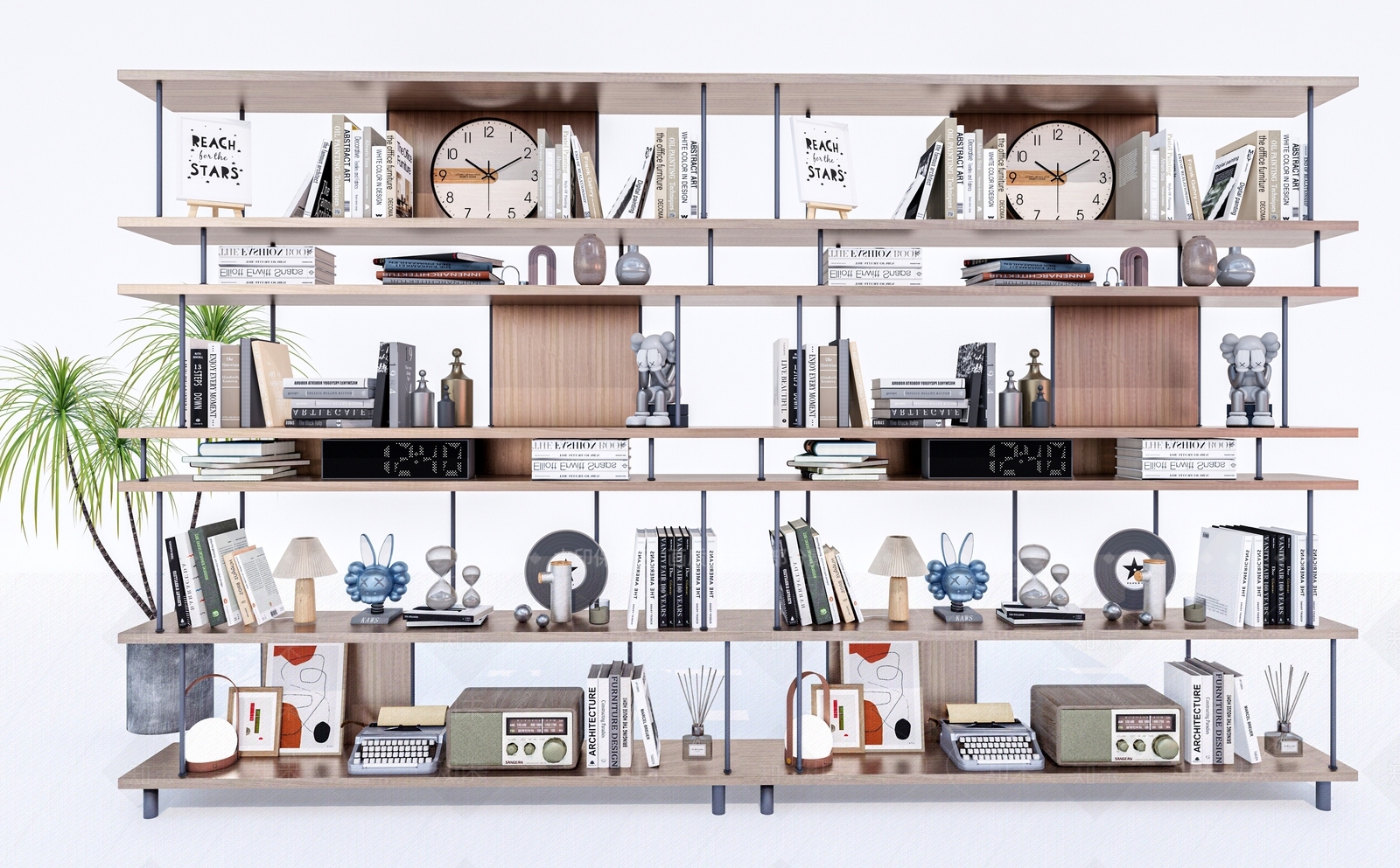 现代铁艺书架3D模型下载【ID:1154694014】