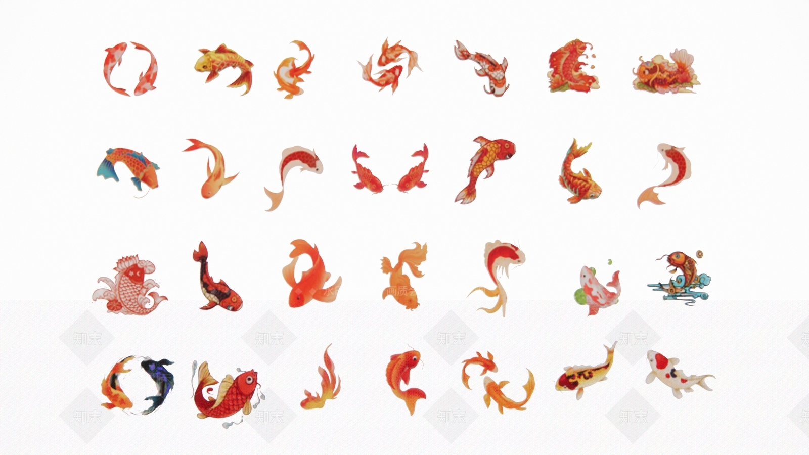 2D中式水生物鱼墙饰3D模型下载【ID:1154695952】