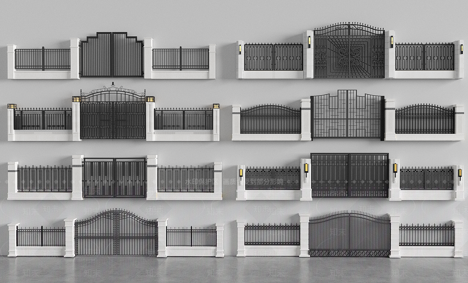现代铁艺大门SU模型下载【ID:1154696301】