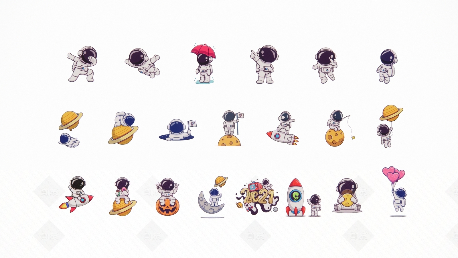 2D现代宇航员墙饰3D模型下载【ID:1154696236】