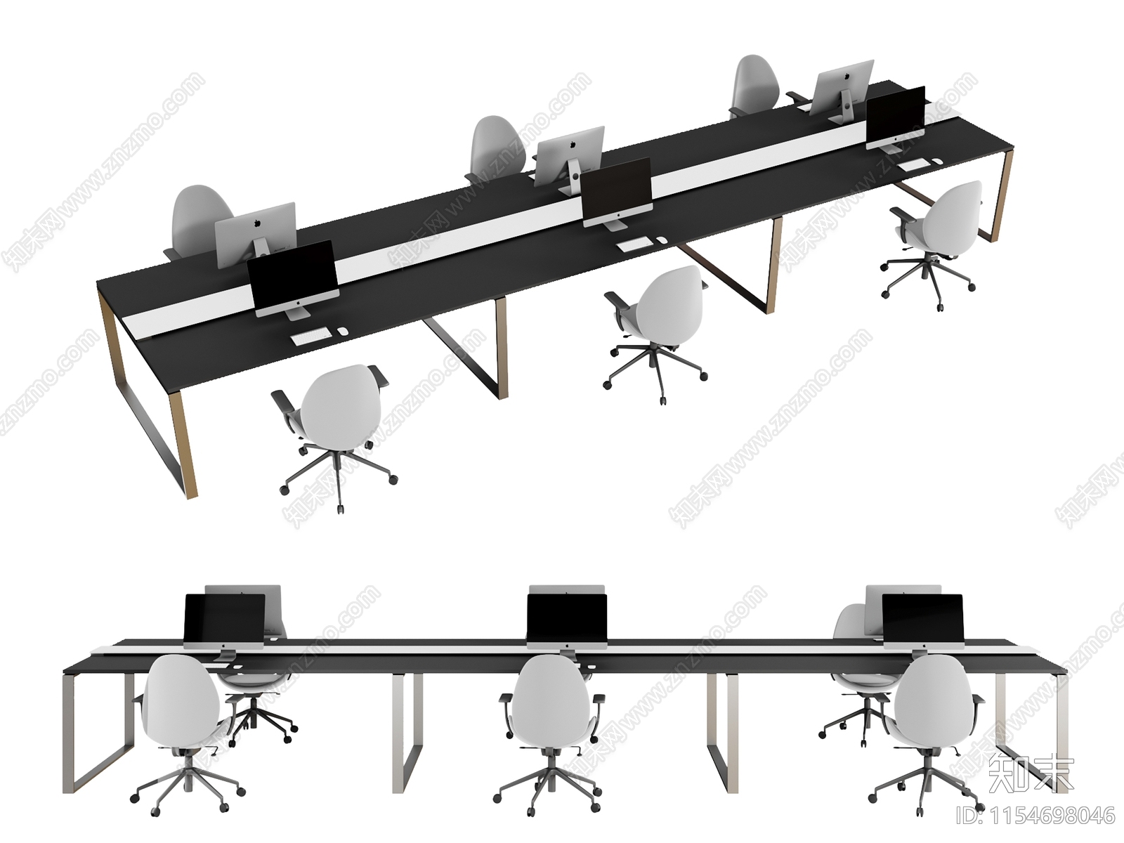 现代办公桌椅组合3D模型下载【ID:1154698046】