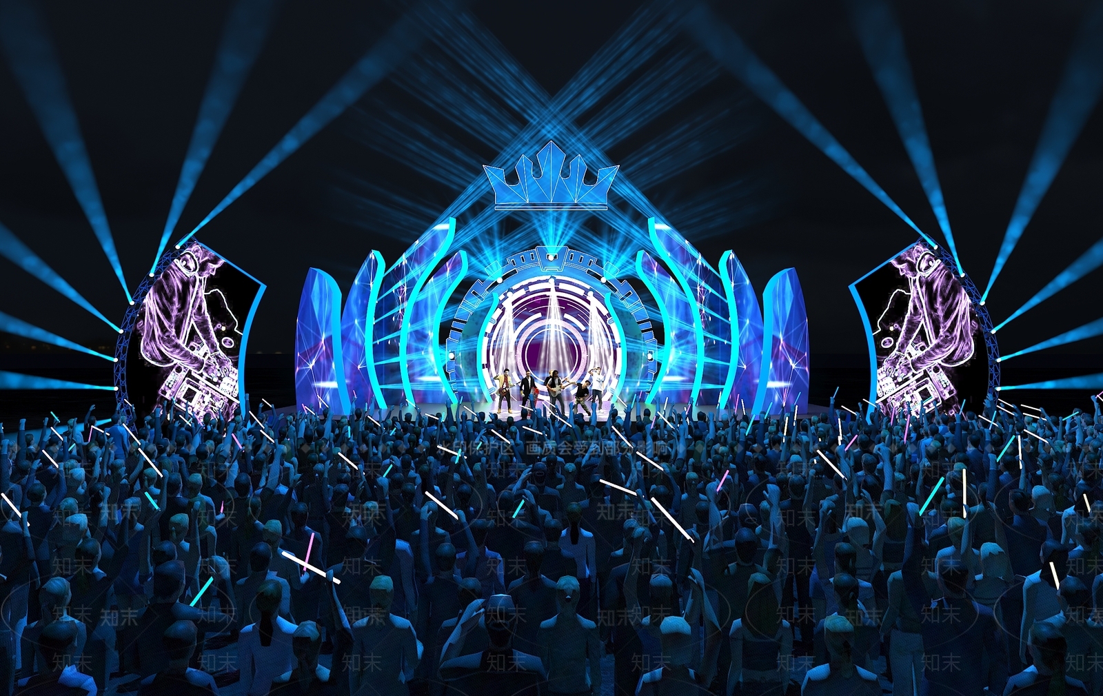 现代音乐节户外舞台3D模型下载【ID:1154701324】