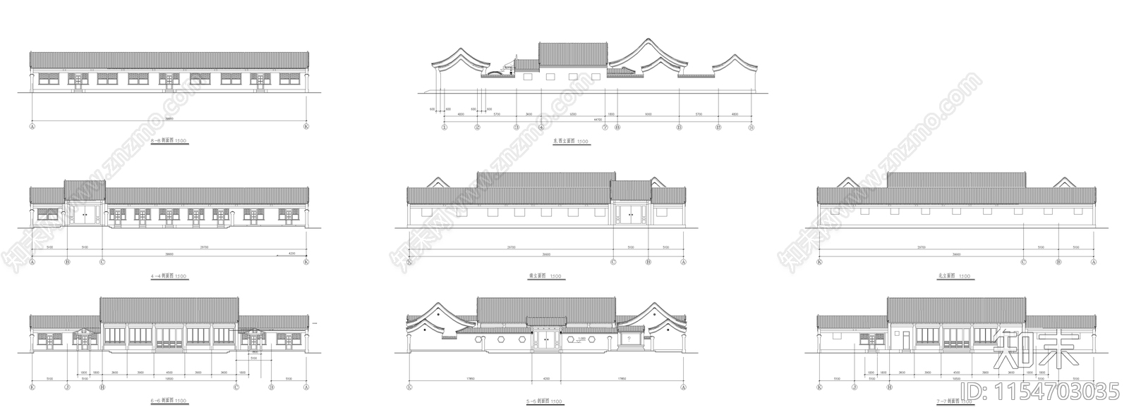 四合院建筑方案cad施工图下载【ID:1154703035】