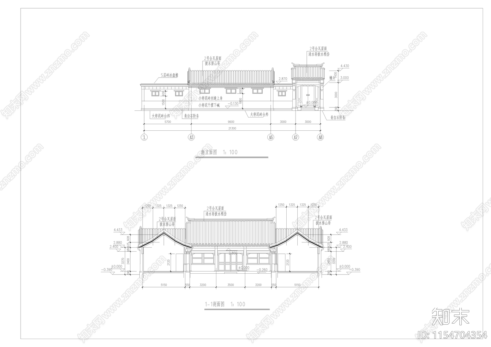 中式四合院住宅方案cad施工图下载【ID:1154704354】