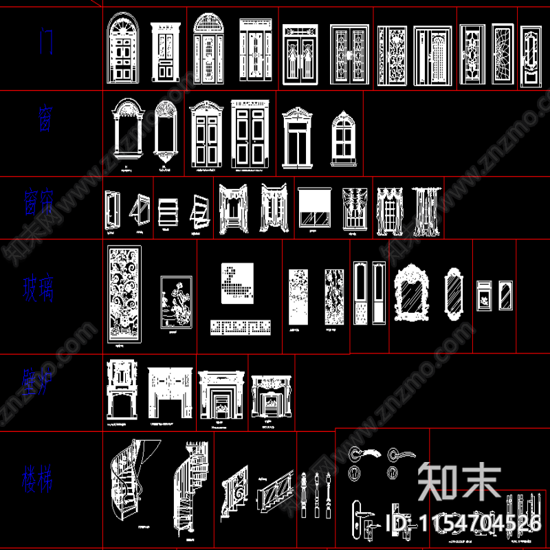 欧式简约欧式家装图库施工图下载【ID:1154704526】