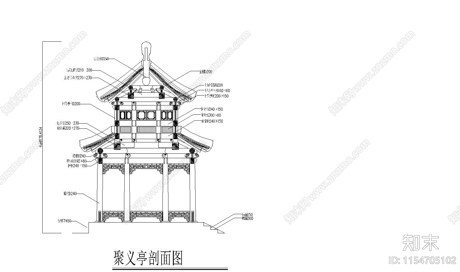 亭子cad施工图下载【ID:1154705102】