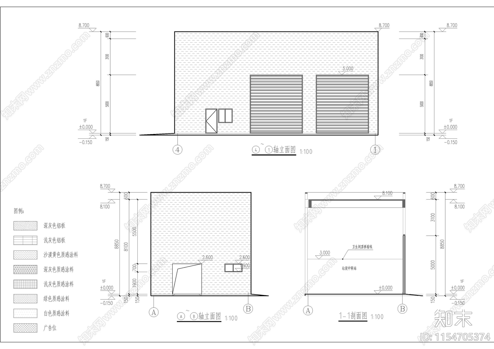现代垃圾转运站cad施工图下载【ID:1154705374】
