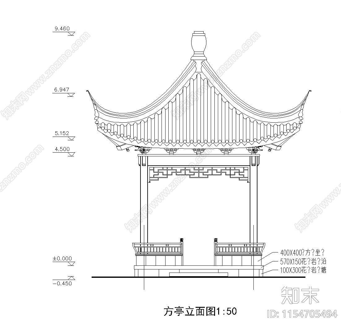 方亭cad施工图下载【ID:1154705494】