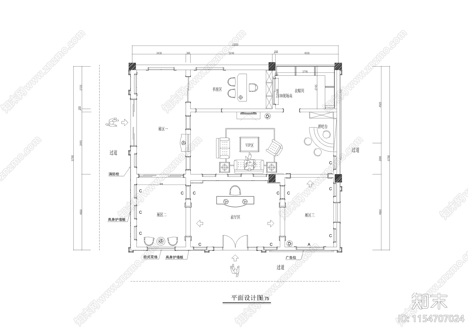 展厅装饰图cad施工图下载【ID:1154707024】