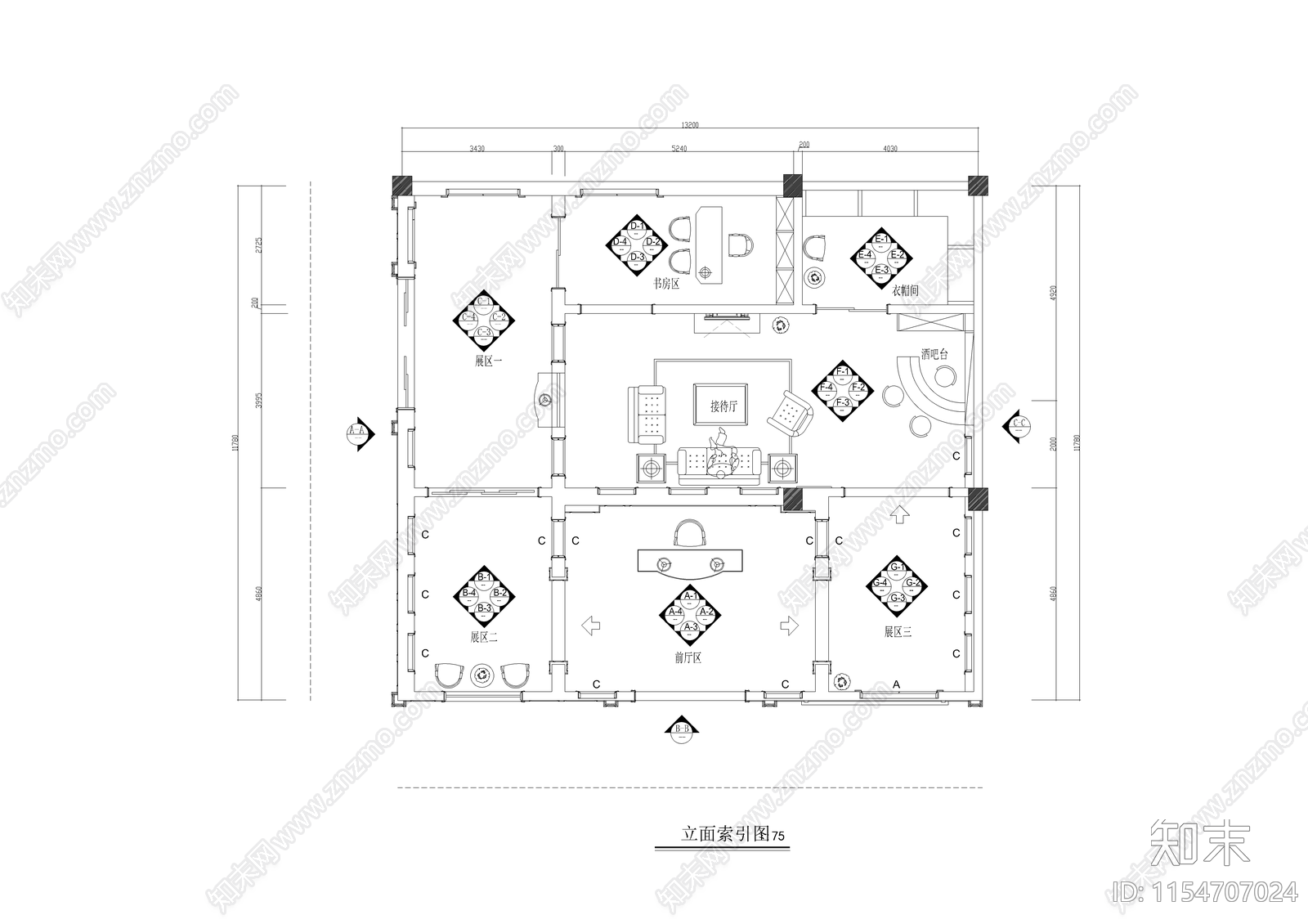展厅装饰图cad施工图下载【ID:1154707024】