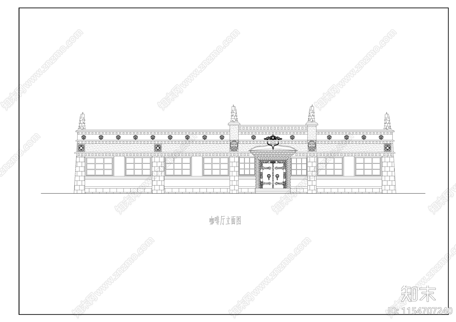 藏式咖啡厅设计cad施工图下载【ID:1154707240】