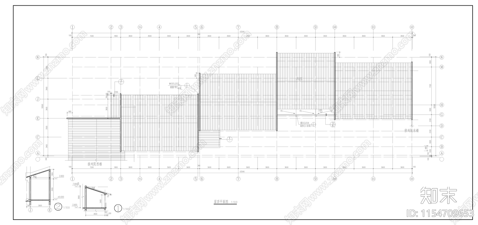 徽式商业四合院建筑cad施工图下载【ID:1154709653】