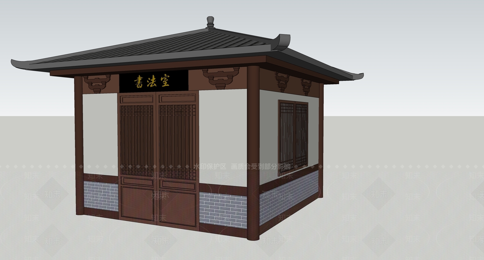 新中式书法室SU模型下载【ID:1154709753】