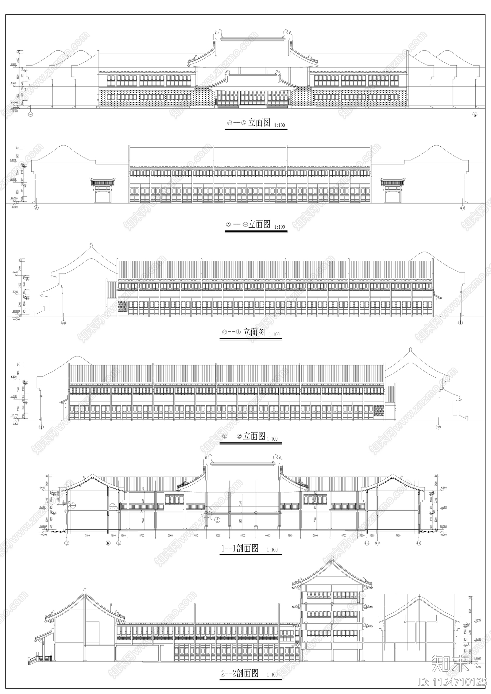 徽式商业戏楼建筑施工图下载【ID:1154710125】