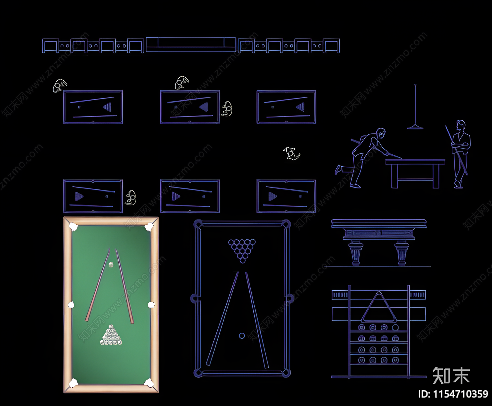 2024台球厅设备图库施工图下载【ID:1154710359】