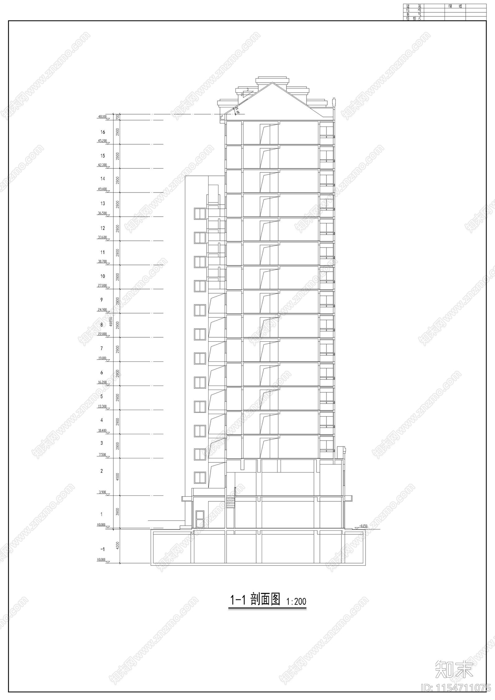 高层公寓设计方案cad施工图下载【ID:1154711075】