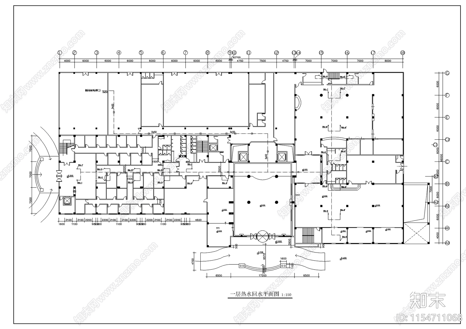 酒店给排水及消防全套CAD施工图下载【ID:1154711068】