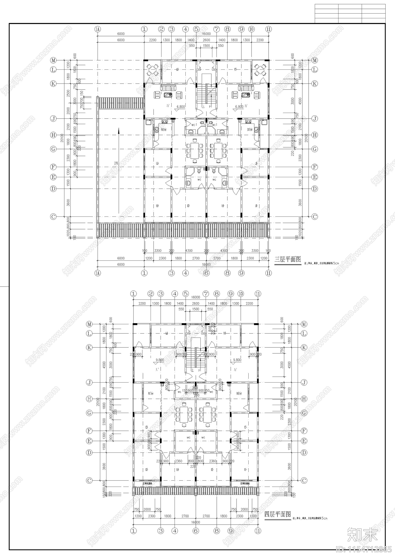 徽派商住楼建筑cad施工图下载【ID:1154712865】