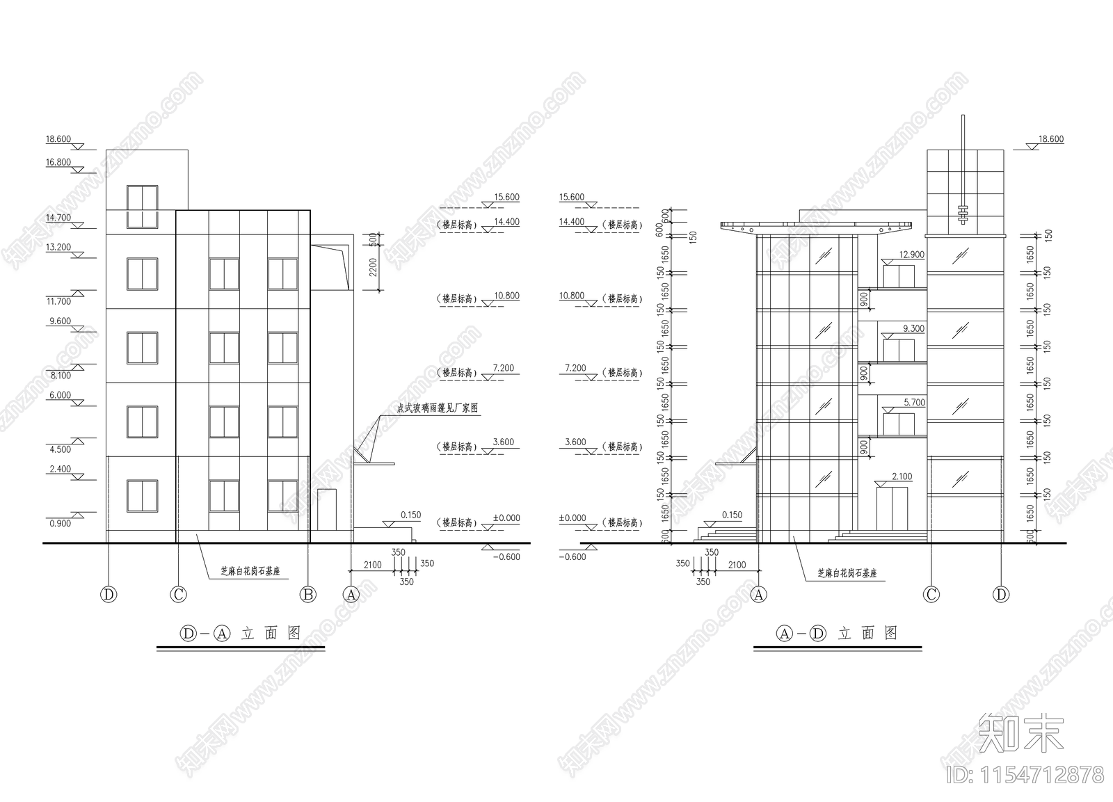 四层小型办公楼设计cad施工图下载【ID:1154712878】