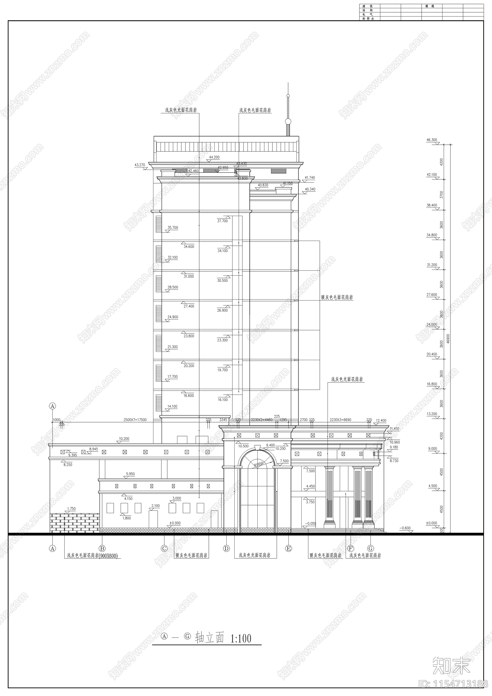 银行办公大楼建筑图cad施工图下载【ID:1154713188】